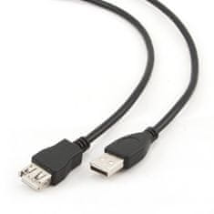 Gembird CABLEXPERT kábel USB A-A 1,8m 2.0 prodlužovací HQ zlacené kontakty, čierna