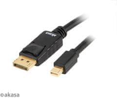 Akasa kábel Mini DisplayPort - DisplayPort, M/M, 8K@60Hz, 2m, čierna
