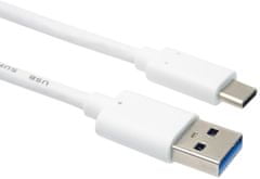 PremiumCord kábel USB-A - USB-C 3.2 gen 2, 3A, 1m, biela