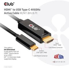 Club 3D aktivní kábel HDMI na USB-C, 4K60Hz, 1.8m, M/M