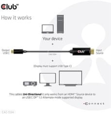 Club 3D aktivní kábel HDMI na USB-C, 4K60Hz, 1.8m, M/M