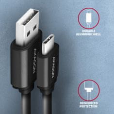 AXAGON kábel USB-A - USB-C TWISTER USB2.0, 3A, kroucený, 0.6m, čierna