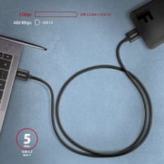 AXAGON kábel USB-A - micro USB 3.2 Gen 1 SPEED, 3A, 1m, čierna