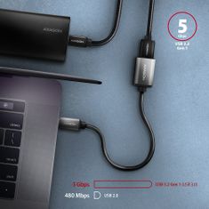 AXAGON adaptér USB-C - USB-A (M/F), USB 3.2 Gen 1, 3A, 20cm