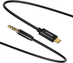 BASEUS kábel audio Yiven saries, USB-C - Jack 3.5mm, M/M, 1.2m, čierna