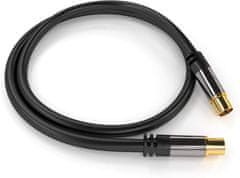 PremiumCord kábel antenní IEC, M/F, HQ, 750hm (135dB), 4x stíněný, 3m, čierna
