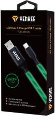 Yenkee YCU 341 nabíjecí kábel USB-C, LED, 1m, zelená