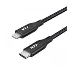 MAX kábel MFi Lightning - USB-C, opletený, 1m, čierna