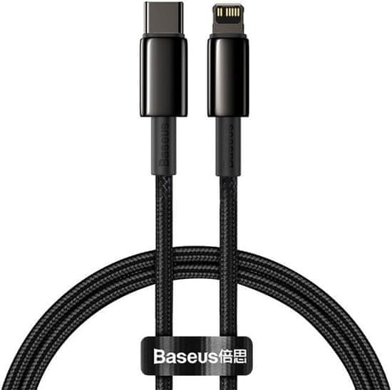 Noname Baseus Tungsten Gold rychlonabíjecí / datový kabel USB-C na Lightning PD 20W 1m, černá