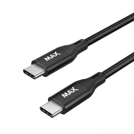 MAX kábel USB-C, 95W, opletený, 2m, čierna