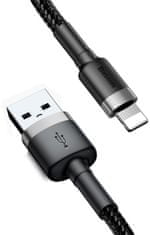 nabíjecí / datový kábel Cafule USB-A - Lightning, 2,4A, 0.5m, šedá/čierna