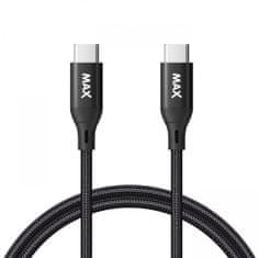 MAX kábel USB-C, 95W, opletený, 2m, čierna