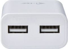 I-TEC síťová nabíječka, 2x USB-A 2.4A, biela