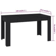 Petromila vidaXL Jedálenský stôl čierny 140x74,5x76 cm drevotrieska