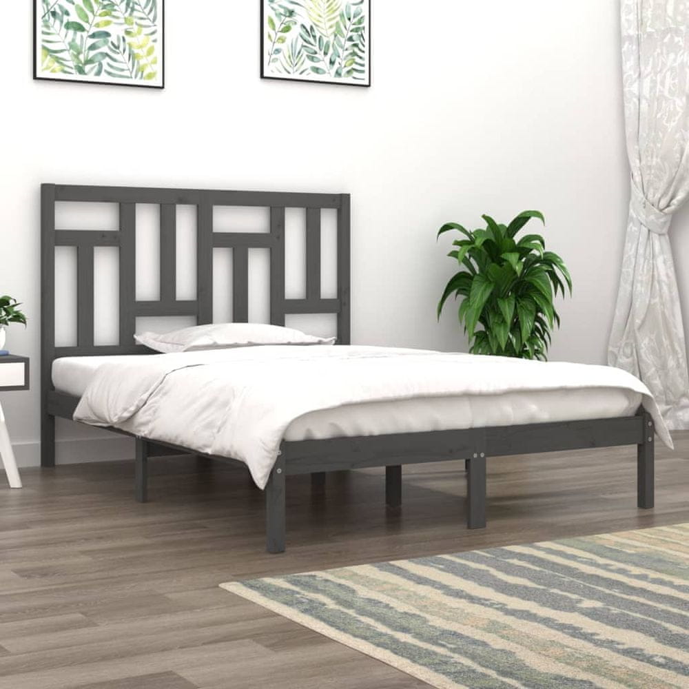 Vidaxl Rám postele, sivý, masívne borovicové drevo, 140x190 cm