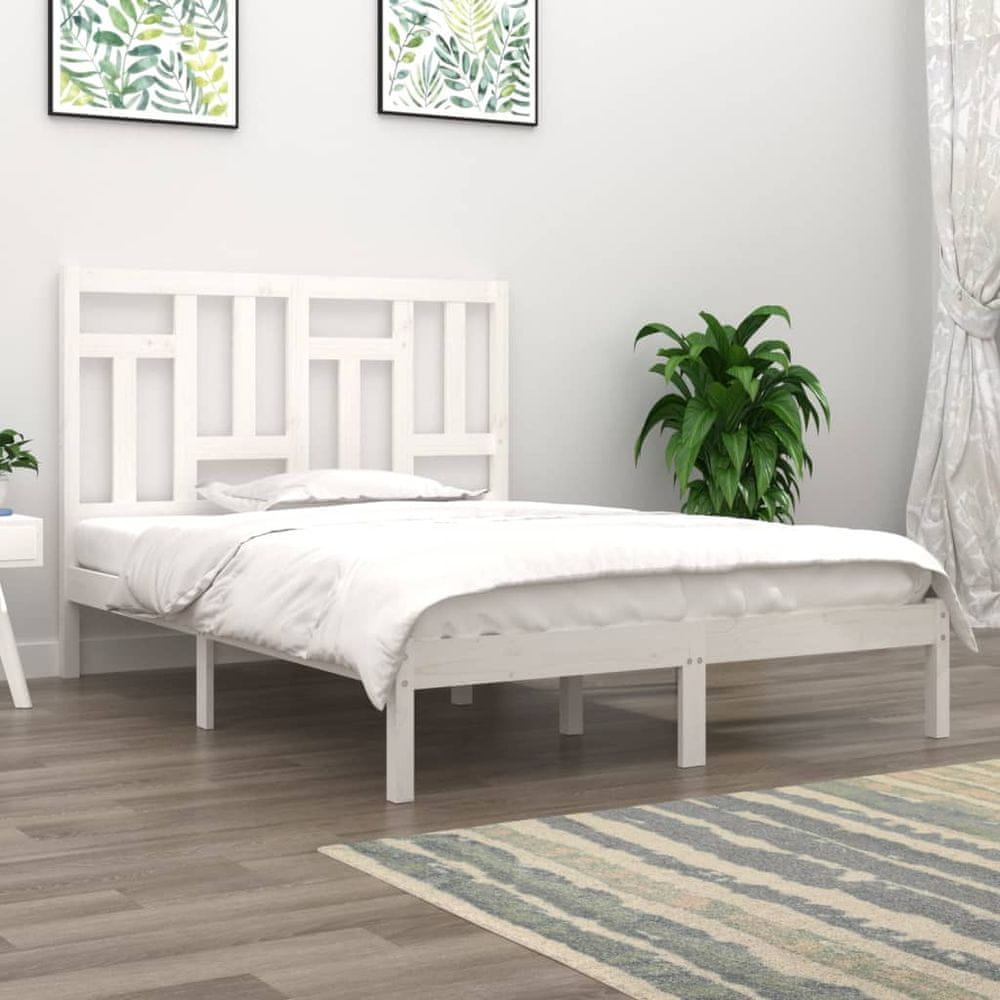 Vidaxl Rám postele, biely, masívne borovicové drevo, 180x200 cm, Super King
