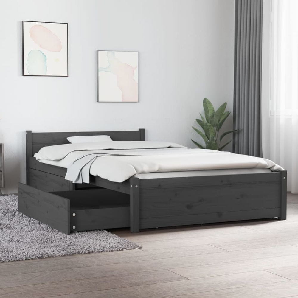 Vidaxl Rám postele so zásuvkami, sivý, 90x200 cm