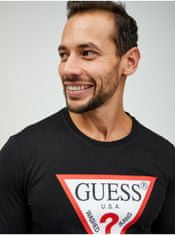 Guess Čierne pánske tričko s dlhým rukávom Guess M