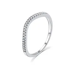 MOISS Minimalistický strieborný prsteň so zirkónmi R00023 (Obvod 52 mm)