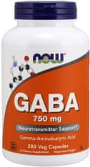 NOW Foods GABA (kyselina gama-aminomaslová) 750 mg, 200 rastlinných kapsúl