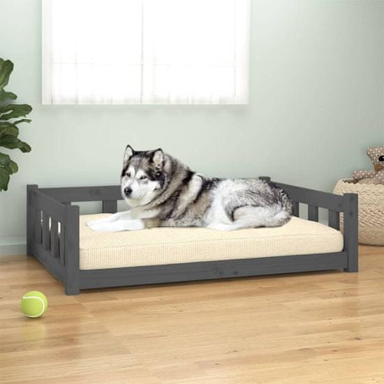 Vidaxl Psia posteľ sivá 105,5x75,5x28 cm borovicový masív