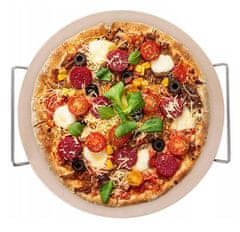 EXCELLENT Pizza kameň do rúry alebo na gril s rukoväťami 33 cm