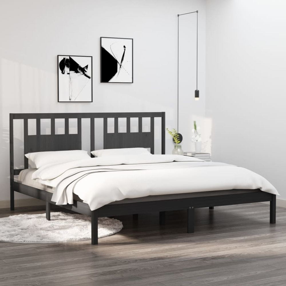 Vidaxl Rám postele, sivý, masívne borovicové drevo, 200 x 200 cm