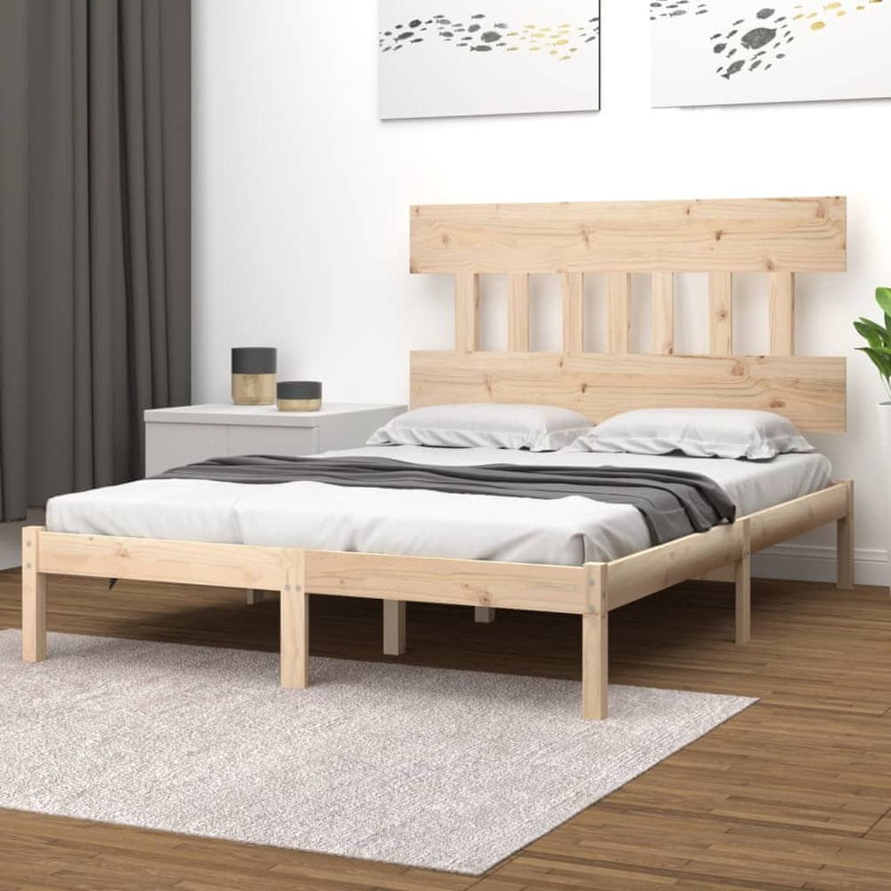 Vidaxl Rám postele, masívne drevo, 135x190 cm, dvojlôžko