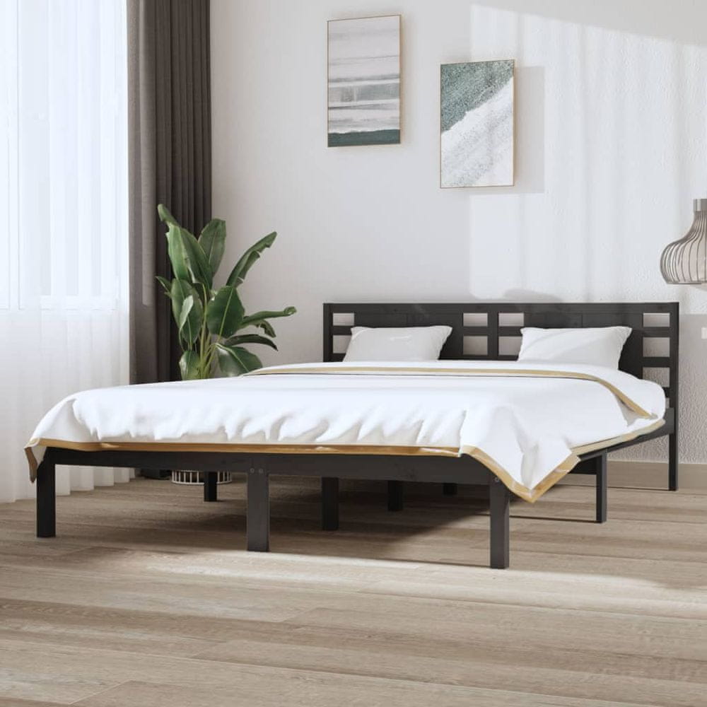 Vidaxl Rám postele, sivý, masívne borovicové drevo, 120 x 200 cm