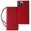 Magnet Strap knižkové kožené puzdro na iPhone 13 Pro Max, červené