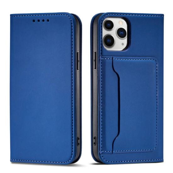 MG Magnet Card knižkové kožené puzdro na iPhone 12 Pro Max, modré