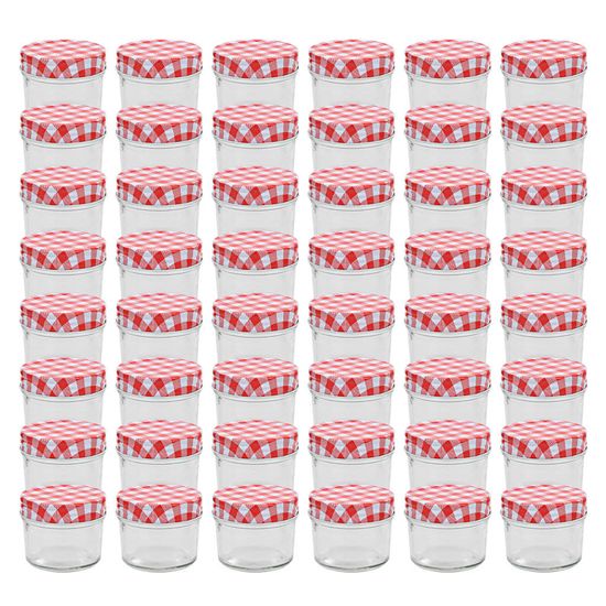 Vidaxl Sklenené zaváracie poháre s bielo-červenými viečkami 48 ks 110 ml