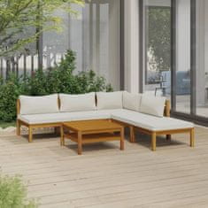Petromila vidaXL 6-dielny záhradný sedací set a krémové podložky akáciový masív