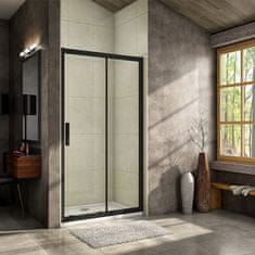H K Luxusné posuvné sprchové dvere ALTO BLACK 116- 120x195cm Ľ/P so Soft close zatváraním 
