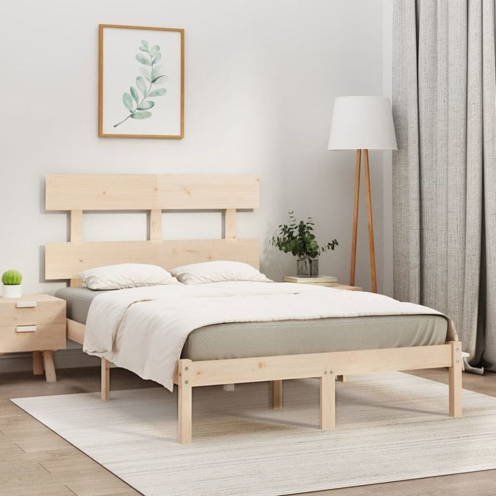 Vidaxl Rám postele, masívne drevo, 135x190 cm, 4FT6, dvojlôžko