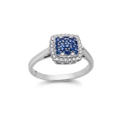 DIAMOND SPOT Moderný zlatý prsteň s modrými zafírmi a briliantmi