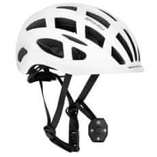 Spokey POINTER PRO Cyklistická prilba s LED blikačkou a blinkre, 55-58 cm, biela