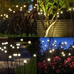 Netscroll Solárna záhradná svetielka so 6 lampami, solárne svetielka svetlušky, pre záhrady, terasy, dvory, vodotesné, solárne nabíjanie, automatické zapínanie, úspora elektriny, FireflyLights