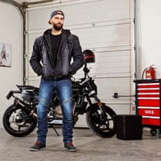 W-TEC Pánska jeansová letná moto bunda Kafec s kapucňou Farba čierna, Veľkosť XXL