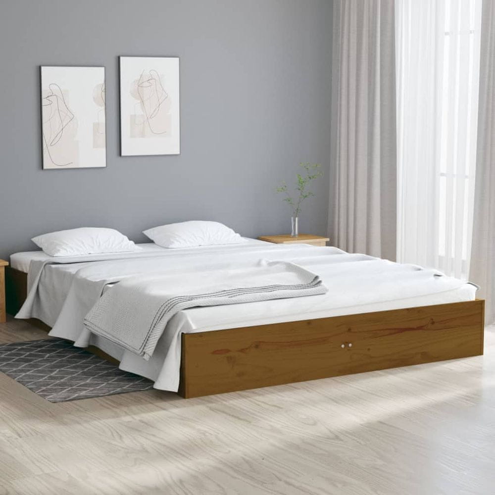 Vidaxl Rám postele, medovo hnedý, masívne drevo,135x190 cm,4FT6, dvojlôžková posteľ