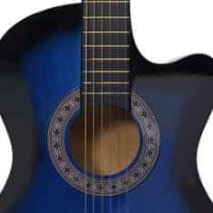 Vidaxl Folková akustická gitara Cutaway so 6 strunami modrá 38" lipové drevo