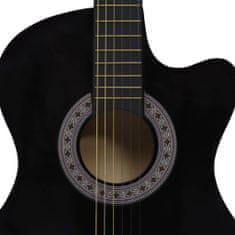 Vidaxl Folková akustická gitara Cutaway so 6 strunami čierna 38" lipové drevo