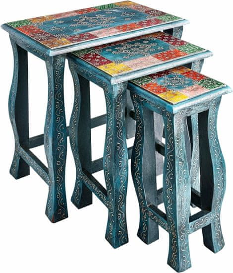 Danish Style Odkladací stolík Vite (súprava 3 ks), 56 cm, modrá