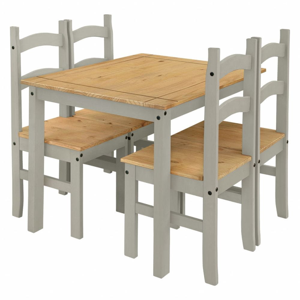 eoshop Stôl + 4 stoličky CORONA 3 vosk/sivá