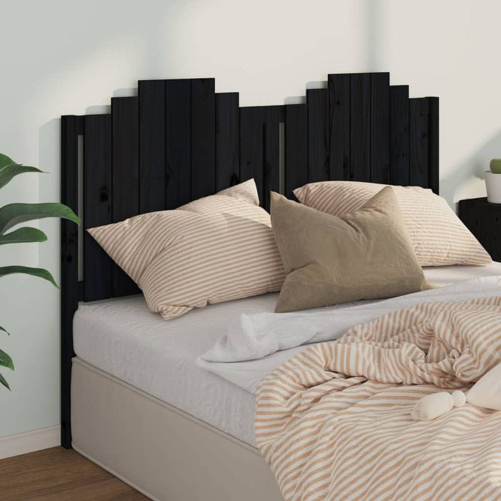 Vidaxl Čelo postele, čierne, 156x4x110 cm, masívne borovicové drevo