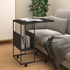 Vidaxl Príručný stolík s kolieskami čierny 55x36x63,5cm spracov. drevo
