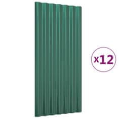 Vidaxl Strešné panely 12 ks práškovaná oceľ zelená 80x36 cm