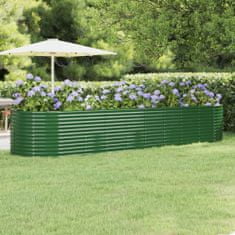 Vidaxl Vyvýšený záhradný záhon práškovaná oceľ 396x100x68 cm zelený