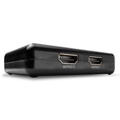 Lindy Video distribútor/splitter HDMI 1IN/2OUT UHD 4K (60Hz) 10.2G, čierny, napájanie micro USB