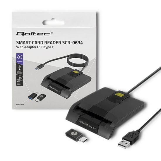 Qoltec Čítačka kariet Smart ID SCR-0634 | USB typ C